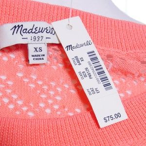 ⚡NWT MADEWELL Studio Sweater Diamond Stitch Coral